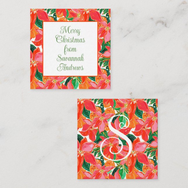 Palm Beach Christmas Poinsettia Gift Enclosure Note Card (Front/Back)