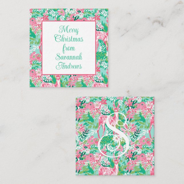 Palm Beach Christmas Reindeer Gift Enclosure Note Card (Front/Back)