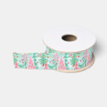 Palm Beach Christmas Watercolor Pink & Green Trees Grosgrain Ribbon<br><div class="desc">PreppyPrint.com - Celebrate Christmas in Palm Beach style! Transfer this design onto the products of your choice too! Please visit my designer store,  PreppyPrint.com,  for coordinating items.</div>