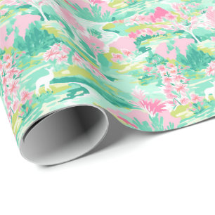 Palm Beach Christmas Watercolor Reindeer Wrapping Paper