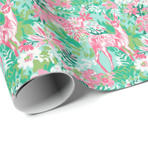 Palm Beach Christmas Watercolor Reindeer Wrapping Paper