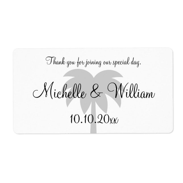 Palm beach destination wedding water bottle labels (Front)