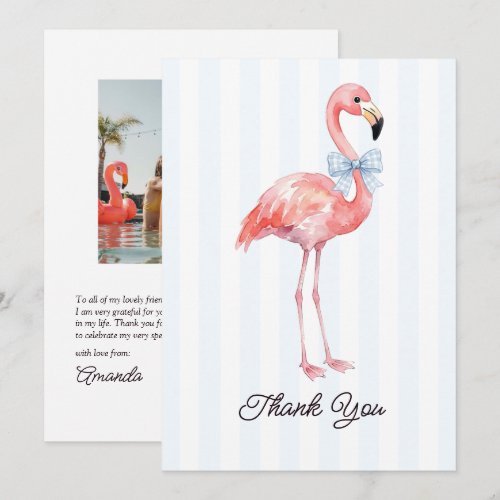 Palm Beach Flamingo Preppy Bachelorette Photo Thank You Card