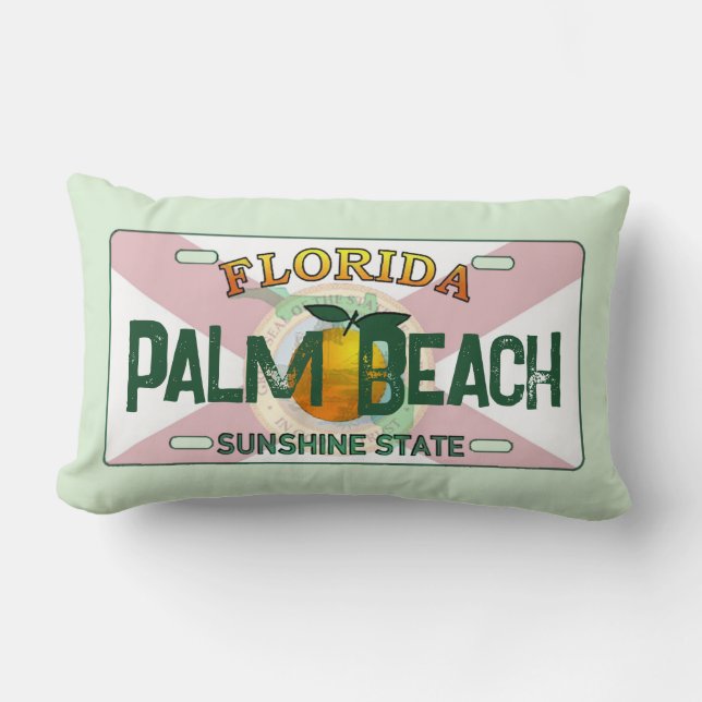Palm Beach Florida flag license plate pillow (Front)