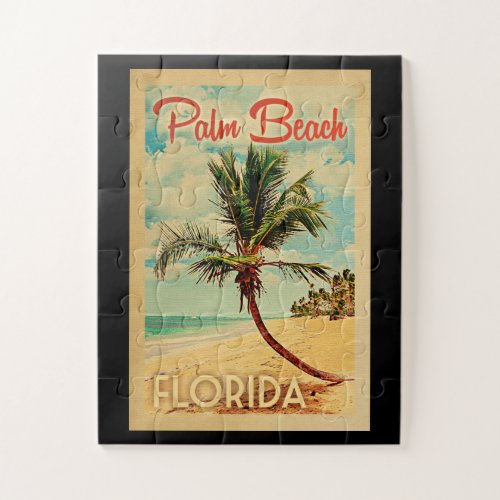 Palm Beach Florida Palm Tree Beach Vintage Travel Jigsaw Puzzle