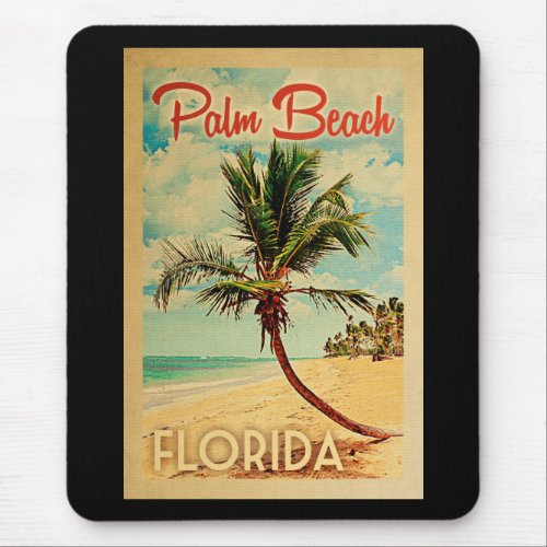 Palm Beach Florida Palm Tree Beach Vintage Travel Mouse Pad