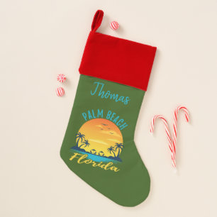 Palm Beach Florida Palm Trees Personalized Christmas Stocking