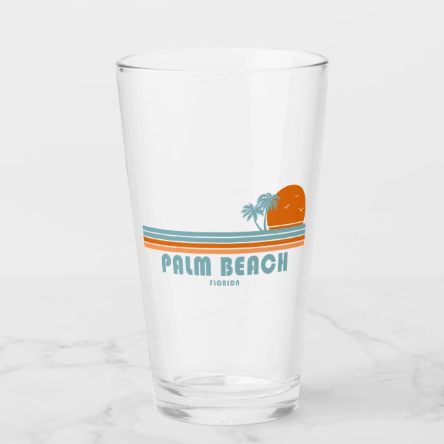 Palm Beach Florida Sun Palm Trees Glass (Front)