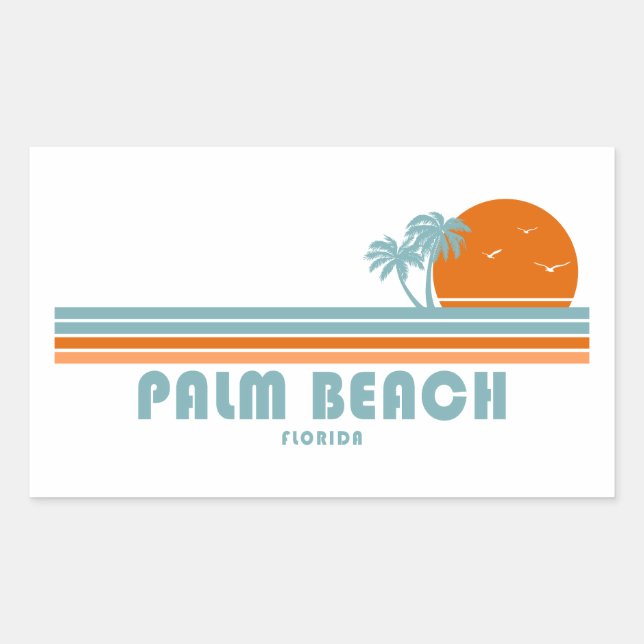 Palm Beach Florida Sun Palm Trees Rectangular Sticker (Front)