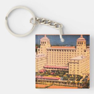 Palm Beach, Florida - Vintage Skyline Photo Keychain