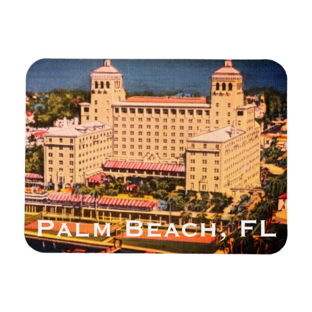 Palm Beach, Florida - Vintage Skyline Photo Magnet (Horizontal)