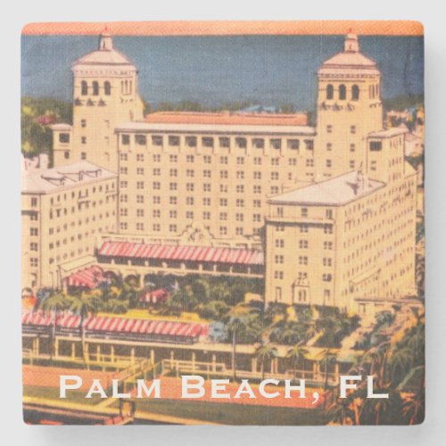 Palm Beach Florida _ Vintage Skyline Photo Stone Coaster