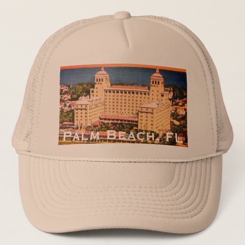 Palm Beach Florida _ Vintage Skyline Photo Trucker Hat