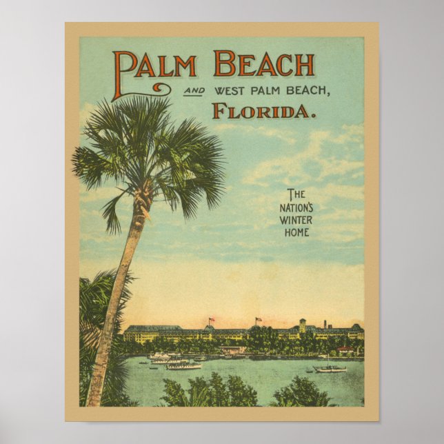 Palm Beach Florida Vintage Tourism Poster (Front)
