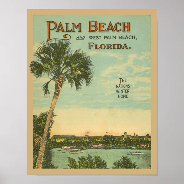 Palm Beach Florida Vintage Tourism Poster | Zazzle
