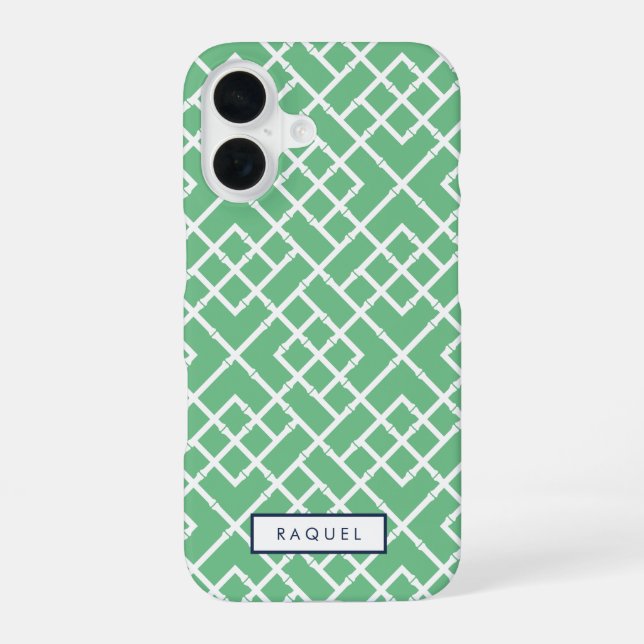 Palm Beach Green Geometric Bamboo Pattern Iphone Case (Back)