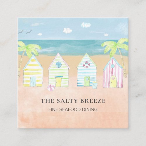  Palm Beach Hut Sea Sand Bucket Dining Tropical Square Business Card