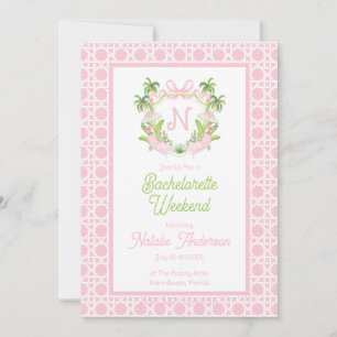 Palm Beach Monogram Crest Bachelorette Weekend Invitation