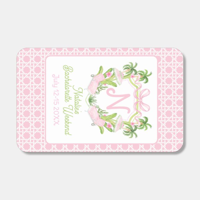 Palm Beach Monogram Crest Bachelorette Weekend Matchboxes (Front)
