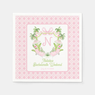 Palm Beach Monogram Crest Bachelorette Weekend Napkins