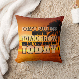 Palm beach ocean sunset   motivational phrase throw pillow