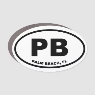 Palm Beach PB Oval Car Magnet