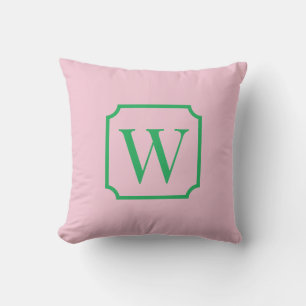 Palm Beach Pink Monogram Dorm Room Pillow
