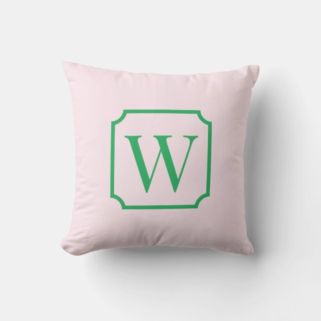 Palm Beach Pink Monogram Dorm Room Pillow  (Front)
