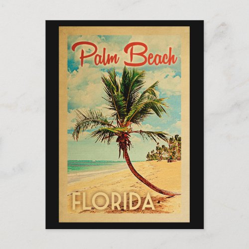 Palm Beach Postcard Florida Palm Tree Beach Retro