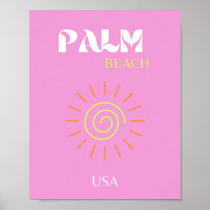 Palm Beach, Retro Art, Preppy, Pink Art, Pink Poster