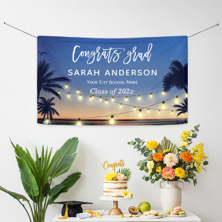 Palm Beach String Lights Congrats Graduation Party Banner