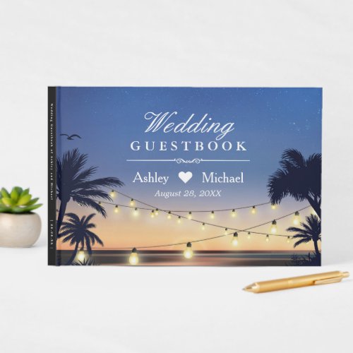 Palm Beach String Lights Destination Wedding Guest Book