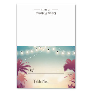 Palm Beach String Lights Outdoor Wedding Place Card