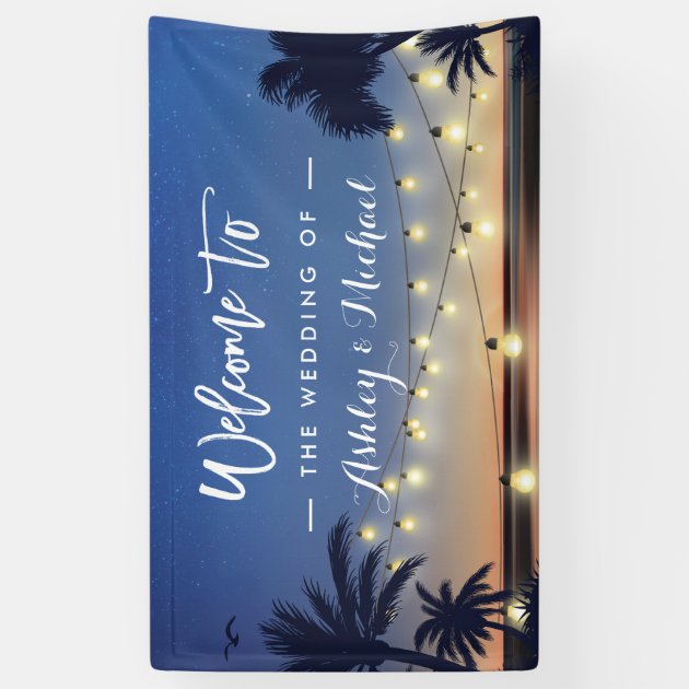 Palm Beach String Lights Summer Wedding Party Banner