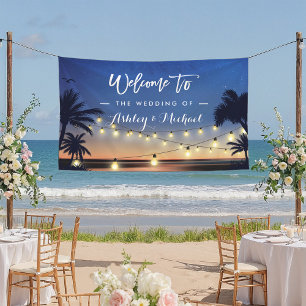 Palm Beach String Lights Summer Wedding Party Banner