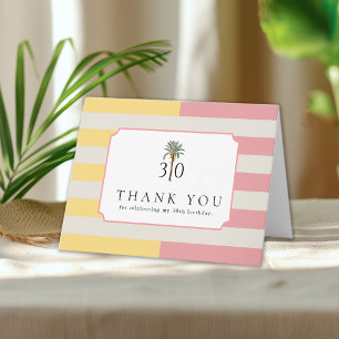 Palm Beach Stripe Tropical 30th Birthday Thank You