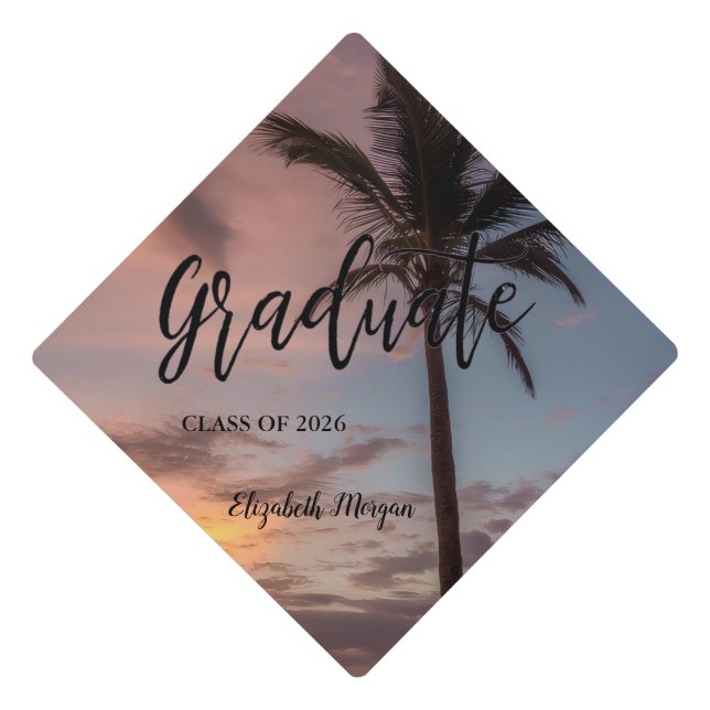 Palm Beach Sunset Graduate Graduation Cap Topper (Front)