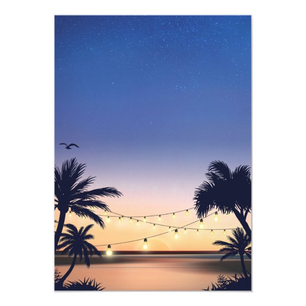 Palm Beach Sunset String Lights Rehearsal Dinner Invitation