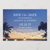 Palm Beach Sunset String Lights Save the Date