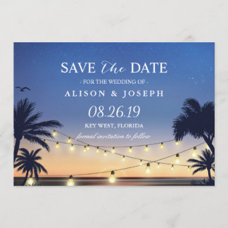 Palm Beach Sunset String Lights Save the Date