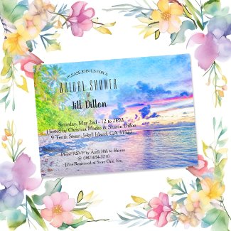 Palm Beach Sunset Watercolor Bridal Shower