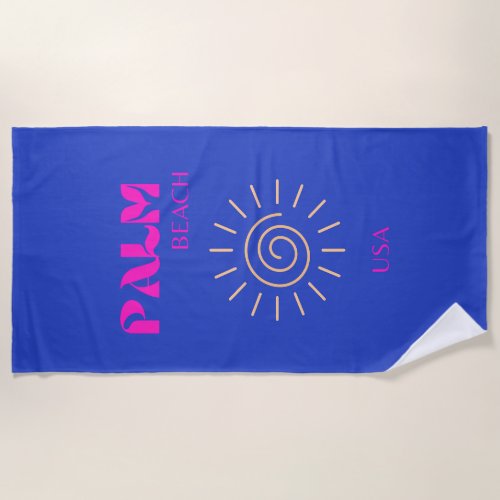 Palm Beach Travel Art Florida Blue Beach Towel