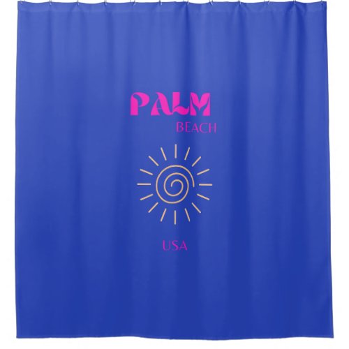 Palm Beach Travel Art Florida Blue Shower Curtain