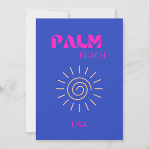 Palm Beach, Travel Art, Florida, Blue Thank You Card
