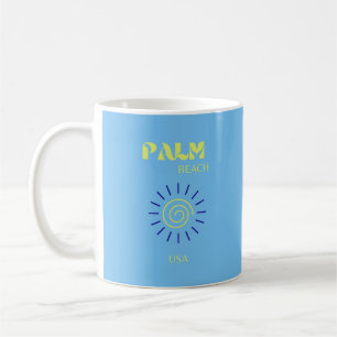Palm Beach, Travel Art, Florida, Preppy, Blue Coffee Mug