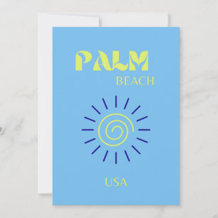 Palm Beach, Travel Art, Florida, Preppy, Blue Holiday Card