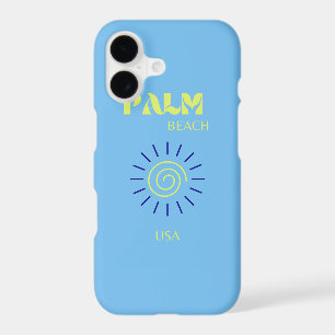 Palm Beach, Travel Art, Florida, Preppy, Blue iPhone 17 Case