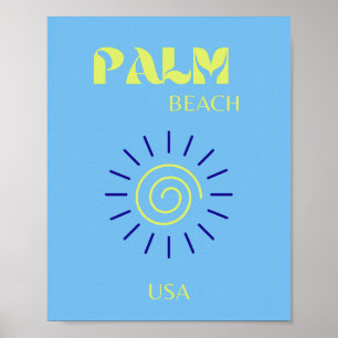 Palm Beach, Travel Art, Florida, Preppy, Blue Poster