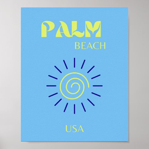 Palm Beach Travel Art Florida Preppy Blue Poster
