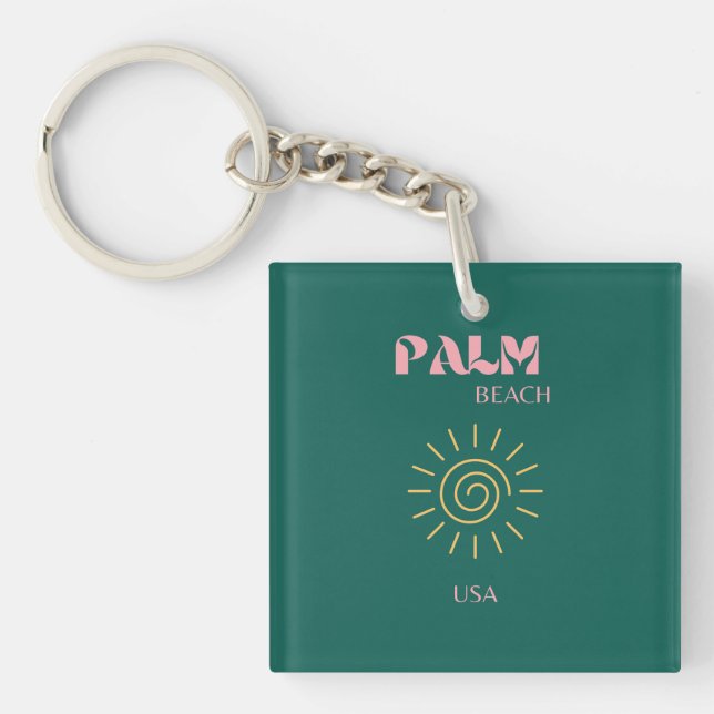 Palm Beach, Travel Art Keychain (Front)